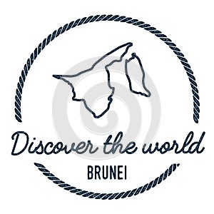 Brunei Darussalam Map Outline. Vintage Discover.