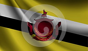 Brunei flag waving. background for patriotic and national design. illustration