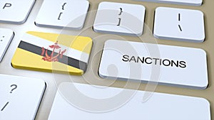 Brunei Imposes Sanctions Against Some Country. Sanctions Imposed on Brunei. Keyboard Button Push. Politics 3D