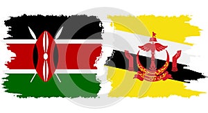 Brunei and Kenya grunge flags connection vector