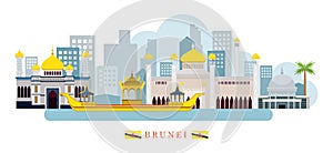 Brunei Landmarks Skyline