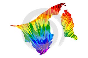 Brunei - map is designed rainbow abstract colorful pattern, Nation of Brunei, the Abode of Peace map made of color explosion