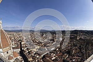 Brunelleschi Dome Aerial view from giotto tower detail near Cathedral Santa Maria dei Fiori Italy