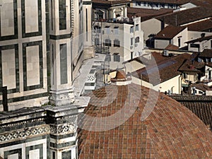 Brunelleschi Dome Aerial view from giotto tower detail near Cathedral Santa Maria dei Fiori Italy