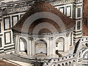 Brunelleschi Dome Aerial view from giotto tower detail near Cathedral Santa Maria dei Fiori Italy