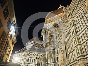 Brunelleschi`s Dome, Florence, Italy at Night