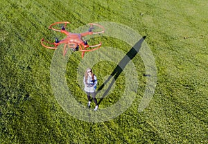 Brunette Coed Flying A Drone photo