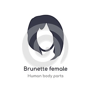 brunette female woman long hair outline icon. isolated line vector illustration from human body parts collection. editable thin