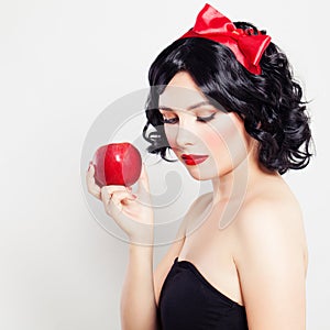 Brunette Girl with Apple