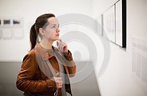 Brunette girl in art museum