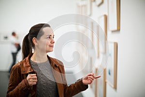 Brunette girl in art museum