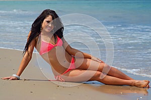 brunette girl on beach