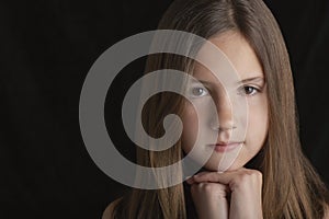 Brunette Girl Resting Chin On Hands