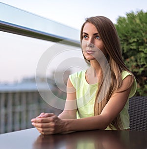 Brunette girl sitting