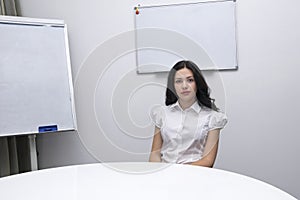 Brunette girl at workplace