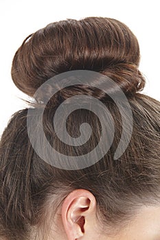 Brunette hair with chignon photo
