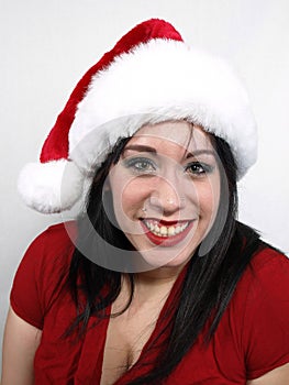 Brunette in Santa Hat