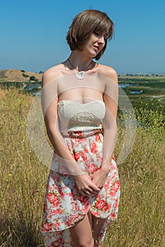 Brunette in a wilderness