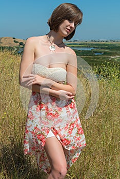 Brunette in a wilderness