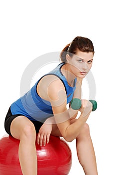 Brunette woman doing her workout