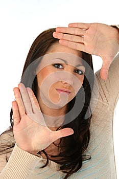 Brunette Woman Framing Face