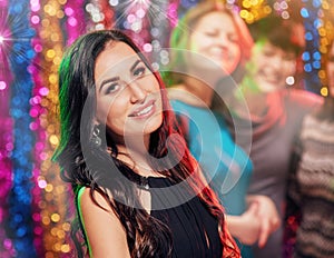 Brunette Woman partying in club