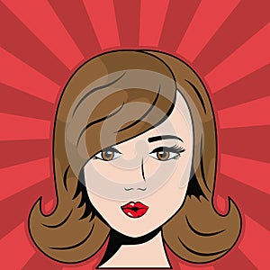 Brunette woman pop art comic