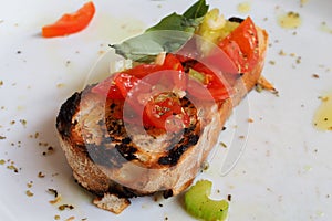 Bruscetta bread with tomatoes