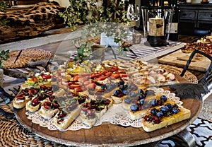 Bruschetta antipasto on table