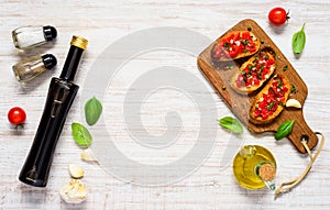 Bruschetta with Balsamic Vinegar and Copy Space