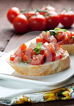 Bruschetta on plate photo