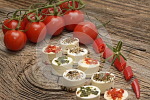 Bruschetta with roasted bell pepper,