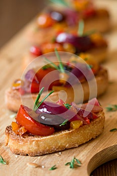 Bruschetta with roasted vegetables photo