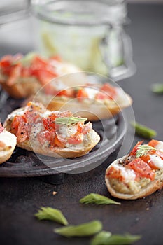 Bruschetta with spruce sprout pesto