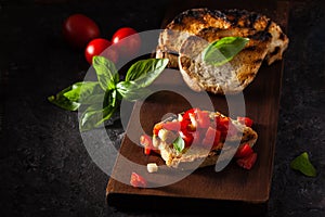 Bruschetta with tomato and basil