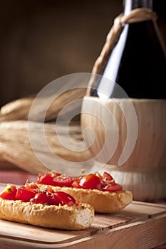 Bruschetta with Wine Flask