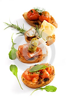 Bruschette, traditional italian appetizer photo