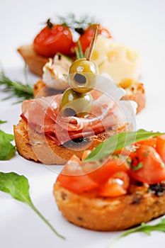 Bruschette, traditional italian appetizer food