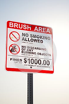 Brush area sign