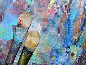 Brush artist and palette