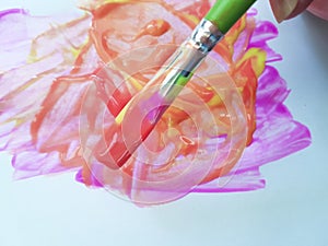 Brush with bright paints drawing paintbrush a background hobbies