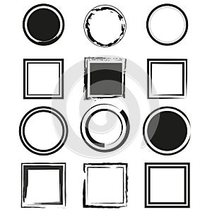 brush circles squares. Grunge urban background. Vector illustration. stock image.