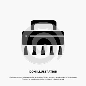 Brush, Cleaning, Set solid Glyph Icon vector