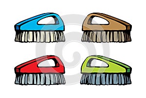 Brush for cleaning. Vector drawing