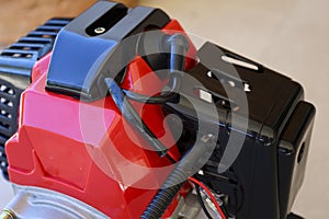 Brush cutter engine on the floor