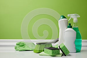 brush and domestic supplies for spring cleaning