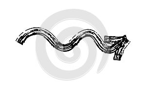 Brush drawn thick doodle squiggle arrow. black grunge banner for your design. Abstract chalk painted background icon