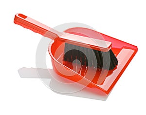 Brush with dustpan isolated