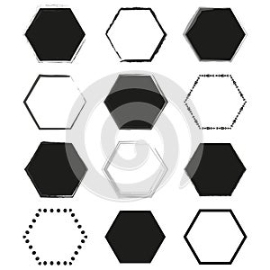 Brush hexagons. Geometric pattern. Vector illustration.