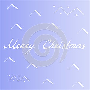 Brush lettering poster of Merry Christmas and patterns on purple gradient background. Vector illustration